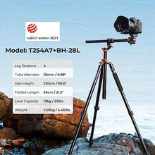 Load image into Gallery viewer, K&amp;F CONCEPT 90''/230cm Ultra High Camera Tripod T254A7+BH-28L, Black_8395
