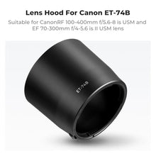 Load image into Gallery viewer, K&amp;F CONCEPT Lens Hood Replace of ET-74B Hood Compatible with Canon RF 100-400mm f/5.6-8 is USM, EF 70-300mm f/4-5.6 is II USM, Reversible Snap on Camera Lens Shade Fits 67mm Filters and Lens Cap_894
