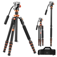 Load image into Gallery viewer, K&amp;F CONCEPT Tripod for Camera68'' Carbon Fiber Tripod with Fluid Head Max Load 11lb, Lightweight DSLR Camera Tripods &amp; Monopods for Canon Sony Nikon., Black_1
