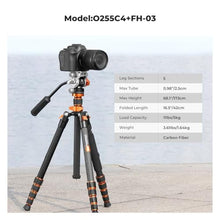Load image into Gallery viewer, K&amp;F CONCEPT Tripod for Camera68'' Carbon Fiber Tripod with Fluid Head Max Load 11lb, Lightweight DSLR Camera Tripods &amp; Monopods for Canon Sony Nikon., Black_587
