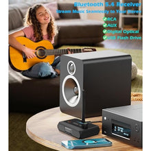 Load image into Gallery viewer, KAIY Bluetooth 5.4 Receiver for Home Stereo, Optical Low Latency &amp; HD Music Audio Bluetooth to RCA Adapter for Stereo/Speakers/Wired Speakers/Home Audio Music Streaming Stereo System, Support AUX/USB, Black_4584
