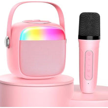 Load image into Gallery viewer, Karaoke Machine, Portable Bluetooth Speaker with 2 Wireless Microphones for Adults &amp; Kids,Singing Machine for Parties and Gatherings, PA System Supports TWS/USB/TF/REC/AUX and TV Connected, Pink_1

