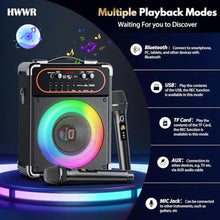 Load image into Gallery viewer, Karaoke Machine, Portable Bluetooth Speaker with 2 Wireless Microphones for Adults &amp; Kids,Singing Machine for Parties and Gatherings, PA System Supports TWS/USB/TF/REC/AUX and TV Connected, Pink_4965
