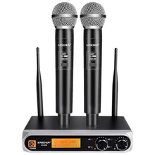 Load image into Gallery viewer, Kaschun Wireless Microphone System, Fixed Frequency, Dual UHF Handheld Microphones, 200ft Long Range, Plug &amp; Play, Cordless Microphone for Singing, Karaoke, DJ, Church, Wedding, Home KTV, Black_1
