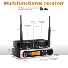 Load image into Gallery viewer, Kaschun Wireless Microphone System, Fixed Frequency, Dual UHF Handheld Microphones, 200ft Long Range, Plug &amp; Play, Cordless Microphone for Singing, Karaoke, DJ, Church, Wedding, Home KTV, Black_1568
