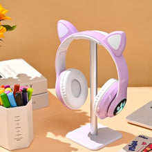 Load image into Gallery viewer, KERHAND Bluetooth Noise Cancelling Headphones for Kids,Foldable Cat Headphone with LED Light Up Ear,Cat Ear Headphones for Toddler with Microphone/TF Card,Kids Bluetooth Headphones for ipad, Purple_6884

