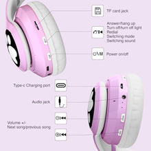 Load image into Gallery viewer, KERHAND Bluetooth Noise Cancelling Headphones for Kids,Foldable Cat Headphone with LED Light Up Ear,Cat Ear Headphones for Toddler with Microphone/TF Card,Kids Bluetooth Headphones for ipad, Purple_6887
