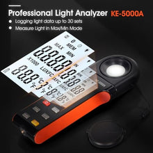Load image into Gallery viewer, Kethvoz Digital Illuminance Light Meter, 400,000 Lux/FC Illuminance Tester with 270 Rotating Sensor, Data Logging, for Indoor Plants, Greenhouse, Grow Tent, Aquarium, Photography Lighting Measurement, black_6594
