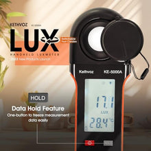 Load image into Gallery viewer, Kethvoz Digital Illuminance Light Meter, 400,000 Lux/FC Illuminance Tester with 270 Rotating Sensor, Data Logging, for Indoor Plants, Greenhouse, Grow Tent, Aquarium, Photography Lighting Measurement, black_6595
