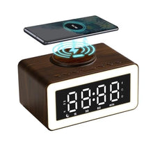 Load image into Gallery viewer, Keweiwo Wooden Bluetooth Speaker Alarm Clock with Wireless Charging, 0-100% Adjustable Brightness Dimmer, 2 Alarms, 9 Mins Snooze, 12/24h, Led Night Digital Clock for Bedrooms, Office,Travel(Black)_1
