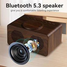 Load image into Gallery viewer, Keweiwo Wooden Bluetooth Speaker Alarm Clock with Wireless Charging, 0-100% Adjustable Brightness Dimmer, 2 Alarms, 9 Mins Snooze, 12/24h, Led Night Digital Clock for Bedrooms, Office,Travel(Black)_5792

