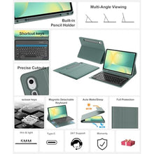 Load image into Gallery viewer, Keyboard Case for Samsung Galaxy Tab S10 FE+ Plus 13.1'' 2025, Detachable Galaxy Tablet S10FE+ Case with Keyboard 13.1inch, Protective Cover with S Pen Holder for Samsung Tab S10FE Plus Keypad, Green_238
