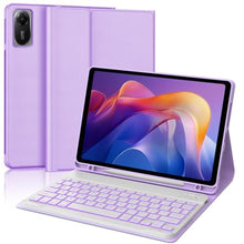 Load image into Gallery viewer, Keyboard Case for Xiaomi Redmi Pad 2 11 Inch 2025 &amp; Redmi Pad SE 11 Inch 2023 Case with Backlit Keypad, Detachable Wireless Keyboard Cover with Colors Backlight, Pen Holder, Long Battery Life, Purple, PurpleBacklit_1
