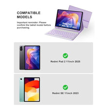 Load image into Gallery viewer, Keyboard Case for Xiaomi Redmi Pad 2 11 Inch 2025 &amp; Redmi Pad SE 11 Inch 2023 Case with Backlit Keypad, Detachable Wireless Keyboard Cover with Colors Backlight, Pen Holder, Long Battery Life, Purple, PurpleBacklit_630
