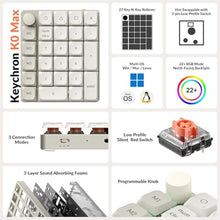 Load image into Gallery viewer, Keychron K0 Max QMK Wireless Custom Number Low-Profile RGB Backlit (Hot-Swappable) Silent Red Switch Keypad, 2.4 GHz &amp; Bluetooth 5.3 Connection, 1000Hz Polling Rate - Retro Version, SilentRedSwitch_204
