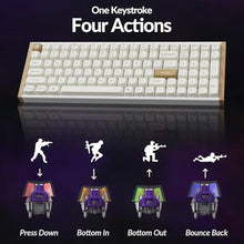 Load image into Gallery viewer, Keychron K4 HE 96% Wireless Hall Effect Keyboard with Number Pad, Rapid Trigger Magnetic Switches, QMK Launcher, 2.4GHz/Bluetooth/Wired, Mac &amp; Windows, Wood Accent Frame, White (Non-Shine-Through), SpecialEditionWhite_7249
