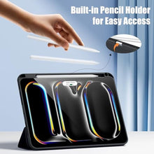 Load image into Gallery viewer, Kidopire New Compatible with iPad Pro 11 Inch Case (M4 2024/M5 2025) with Pencil Holder, Smart Cover with Protective Trifold Stand &amp; Soft TPU Back, Auto Wake/Sleep, Support Pencil Pro, Black_7313
