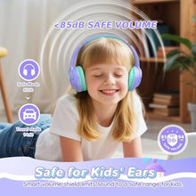 Load image into Gallery viewer, Kids Bluetooth Headphones, 85H Playtime for Toddler Girls, Purple with LED_85

