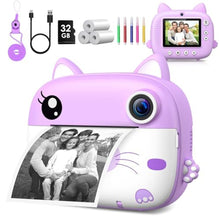 Load image into Gallery viewer, Kids Camera Instant Print, 3.0" HD Screen Kids Instant Cameras, Christmas Birthday Gifts for Girls Boys 3 4 5 6 7 8 9 10 Year Old, Portable Toddler Travel Toys with 32GB Card &amp; 3 Rolls Printer Paper, Purple_1
