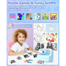 Load image into Gallery viewer, Kids Camera Instant Print, Christmas Birthday Gifts for Kids Age 3-12, HD Camera for Kids with Printing Photo Paper, Portable Toy for 4 5 6 7 8 9 10 Year Old Girl with 32GB SD Card-Blue_6299
