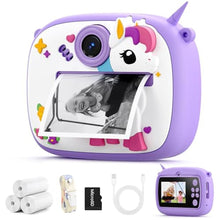 Load image into Gallery viewer, Kids Camera Instant Print, Kids Digital Camera with Photo Printing, PurpleUnicorn_1
