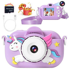 Load image into Gallery viewer, Kids Camera Toddler Toys for Girls Boys, YEEHAO 32MP Dual Lens Digital Camera for 3 4 5 6 7 8 9 Year Old Girl Christmas Birthday Gifts, 1080P Selfie Video Camera for Kids with 32GB SD Card, BrightPurple_1

