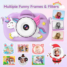 Load image into Gallery viewer, Kids Camera Toddler Toys for Girls Boys, YEEHAO 32MP Dual Lens Digital Camera for 3 4 5 6 7 8 9 Year Old Girl Christmas Birthday Gifts, 1080P Selfie Video Camera for Kids with 32GB SD Card, BrightPurple_6601
