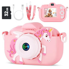 Load image into Gallery viewer, Kids Camera Toys for Ages 3 4 5 6 7 8 9 Girls, 48MP Dual Lens Toddler Digital Camera Christmas Birthday Gift, Kids Selfie Camera with 32G SD Card, Silicone Cover, Pink_1
