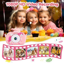 Load image into Gallery viewer, Kids Camera Toys for Ages 3 4 5 6 7 8 9 Girls, 48MP Dual Lens Toddler Digital Camera Christmas Birthday Gift, Kids Selfie Camera with 32G SD Card, Silicone Cover, Pink_5955
