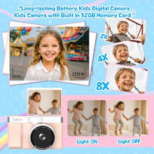 Load image into Gallery viewer, Kids Digital Camera with 180 Flip Screen, 32GB Memory Card Digital Cameras,1080P HD Point and Shoot Digital Cameras, Built in Educational Games,Ideal Gifts for Kids Boys Girls(Pink)_833
