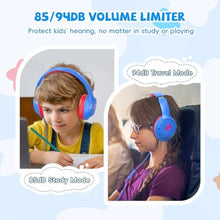Load image into Gallery viewer, Kids Headphones for School, 85/94 dB Volume Limit, Wired Over Ear Headphones for Kids Boys Girls with Microphone, Foldable Stereo Sound 3.5mm Wired Cord for Kindle Tablet Airplane Travel, Blue_7342
