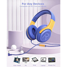 Load image into Gallery viewer, Kids Headphones Wired with Microphone for ipad Computer Laptop for Boys Girls Volume Limit Foldable Over Ear Headset for School 3.5mm Jack, Purple_4960
