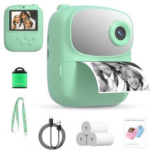 Load image into Gallery viewer, Kids Instant Print Camera 2025, 32GB Memory, Dual Lens with 2.4-Inch Screen and 1080p HD, Nice Gift for Boys and Girls Ages 4-13, Ideal for Toddlers and Teenagers (Green)_1
