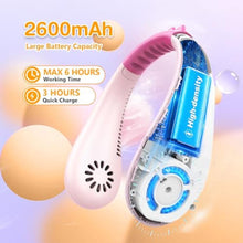 Load image into Gallery viewer, Kids Neck Fan, Portable Bladeless Fans for Kid 4-14Y Girls &amp; Boys, 2600mAh USB Personal Mini Cooling Fan for Travel/Camping/Study, 4 Speeds, Lightweight, Compact, Perfect Summer Gifts for Kids, Pink_6873
