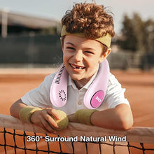 Load image into Gallery viewer, Kids Neck Fan, Portable Bladeless Fans for Kid 4-14Y Girls &amp; Boys, 2600mAh USB Personal Mini Cooling Fan for Travel/Camping/Study, 4 Speeds, Lightweight, Compact, Perfect Summer Gifts for Kids, Pink_6874
