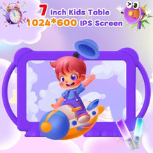 Load image into Gallery viewer, Kids Tablet 7 inch for Boys Girls Android Tablets for Kids, 4GB RAM 32GB ROM Toddler Tablet, WIFI Bluetooth, Safety Eye IPS Screen, Parental Control, Dual Camera Shockproof Case for Educational Games, Purple_756
