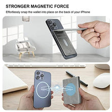 Load image into Gallery viewer, KIHUWEY for MagSafe Wallet Card Holder with Magnetic, Mag Safe Leather Detachable Kickstand RFID Wallet for iPhone 16/15/14/13/12 Pro Max Plus Not for iPhone 13/12 mini (Gray)_1394

