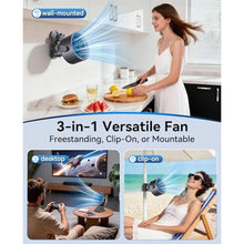 Load image into Gallery viewer, KIMMOO 4000mAh Rechargeable Portable Clip on Fan-100-Speed Touch Control, LED Display, 360 Rotate Quiet Turbo Desk Fan, Small Battery Operated USB Fan for Stroller Bed Travel Camping Golf Gym (Black)_281
