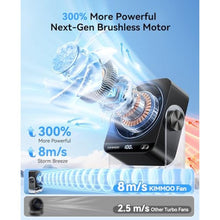 Load image into Gallery viewer, KIMMOO USB Desk Fan for Bedroom, 199 Speeds Turbo Airflow, Portable Fan with Ice Cooling, Digital Display Quiet Table Fan, 270 Rotating Small Rechargeable Battery Desktop Fans for Home Office (Black)_191

