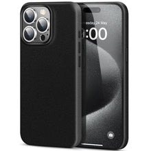 Load image into Gallery viewer, kingflag Vegan Leather Magnetic Case for iPhone 15 Pro Max Wireless Charging, Compatible with MagSafe, Metal Buttons, Shockproof Protective Phone Case Cover for Women Men 6.7" (Matte Black), MatteBlack_1
