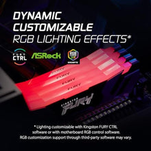 Load image into Gallery viewer, Kingston FURY Renegade RGB 32GB (2x16GB) 6400MT/s DDR5 CL32 DIMM Desktop Memory (Kit of 2) | Intel XMP 3.0 | Overclocking Stability | KF564C32RSAK2-32, Blackandsilver_1033
