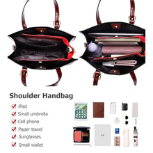 Load image into Gallery viewer, KingTo Crocodile Embossed Tote Handbags for Women, 3 pcs Satchel Set, Bburgundy_1782
