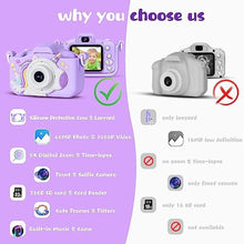 Load image into Gallery viewer, KIZJORYA Upgraded 48MP Kids Camera for Girls Boys 3-12, Video Selfie Camera-Christmas Birthday Gift for Toddler, HD Digital Camera Toy for Child with 32GB SD Card &amp; Silicone Cover (Purple)_8803
