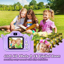 Load image into Gallery viewer, KIZJORYA Upgraded 48MP Kids Camera for Girls Boys 3-12, Video Selfie Camera-Christmas Birthday Gift for Toddler, HD Digital Camera Toy for Child with 32GB SD Card &amp; Silicone Cover (Purple)_8804
