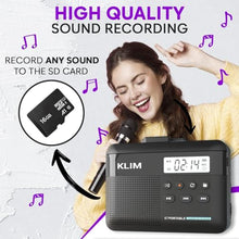 Load image into Gallery viewer, KLIM K7 Cassette Tape Player - Cassette to MP3 Converter - Portable - Built-in Microphone &amp; Speaker - Rechargeable Battery - Earphones - 16GB SD Card - Black_72
