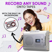 Load image into Gallery viewer, KLIM K8 Cassette Tape Player Portable - Cassette Recorder - NEW Version - AM/FM - Built-in Microphone &amp; Speaker - Headphone Jack &amp; Earphones - Silver_174
