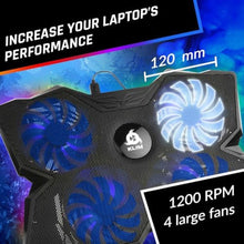 Load image into Gallery viewer, KLIM Wind Laptop Cooling Pad - More Than 500 000 Units Sold - New Version - The Most Powerful Rapid Action Cooling Fan - Laptop Stand with 4 Cooling Fans at 1200 RPM - USB Fan - PS5 PS4 - RGB_776
