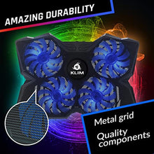 Load image into Gallery viewer, KLIM Wind Laptop Cooling Pad - More Than 500 000 Units Sold - New Version - The Most Powerful Rapid Action Cooling Fan - Laptop Stand with 4 Cooling Fans at 1200 RPM - USB Fan - PS5 PS4 - RGB_777
