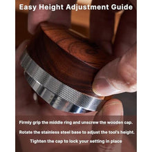 Load image into Gallery viewer, KNODOS Espresso Distribution Tool 58mm Coffee Distributor Rosewood Adjustable Depth Stainless Steel Espresso Leveler Premium Espresso Machine Accessories For Coffee Bar_6474
