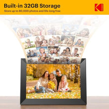 Load image into Gallery viewer, Kodak 10.1 Inch WiFi Digital Picture Frame, 1280x800 HD IPS Touch Screen, 32GB Storage, Auto-Rotate Instant Photo &amp; Video Sharing Perfect for Family Photos Remote Uploads, Digital Display, Easy Setup, Black_7221

